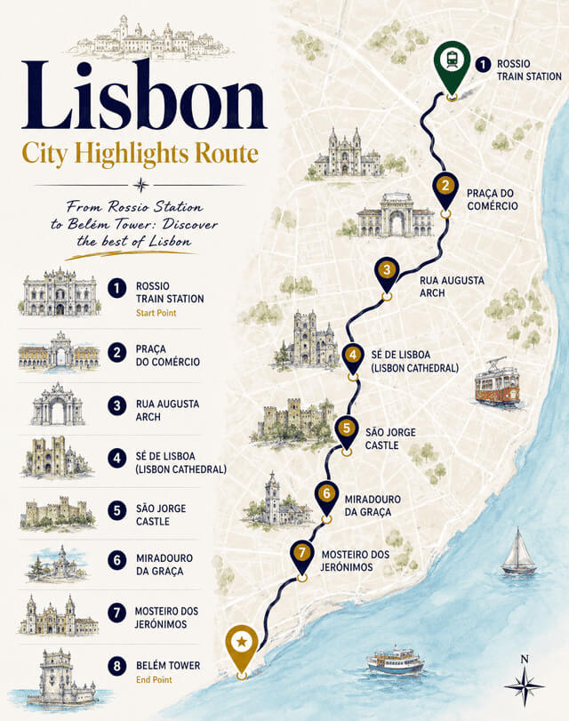 Lisbon City Highlights Map