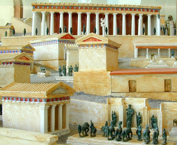 Δελφοί - Ιερά οδός, Θησαυροί (Αναπαράσταση)